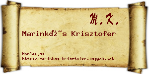 Marinkás Krisztofer névjegykártya